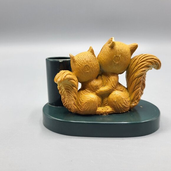 Vintage Kitsch Squirrel Figurine Pen Pencil Toothpick Holder Hong Kong *READ* - Picture 5 of 13